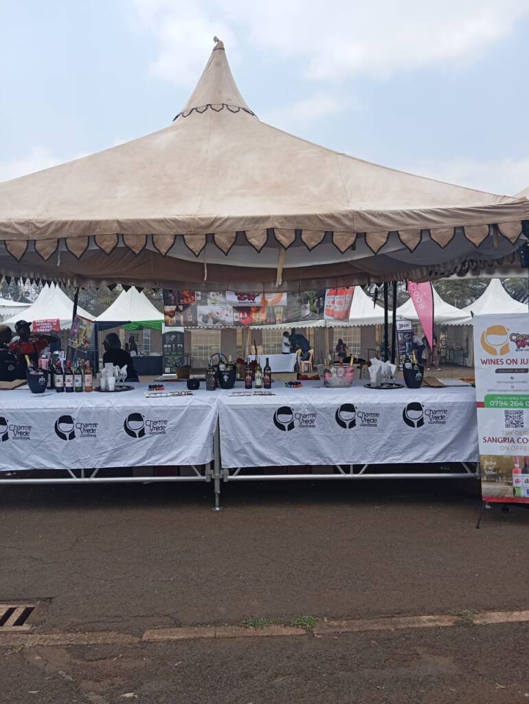 Wide view of the Bonvoyage wine tasting event setup