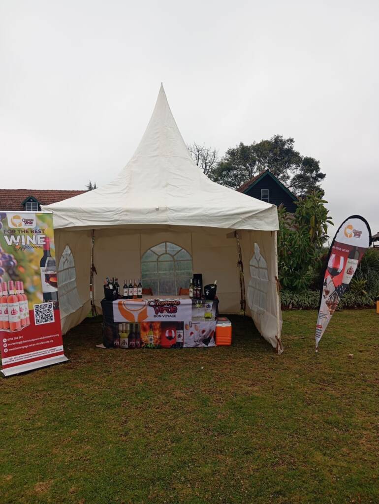 Bonvoyage branded event tent with signage