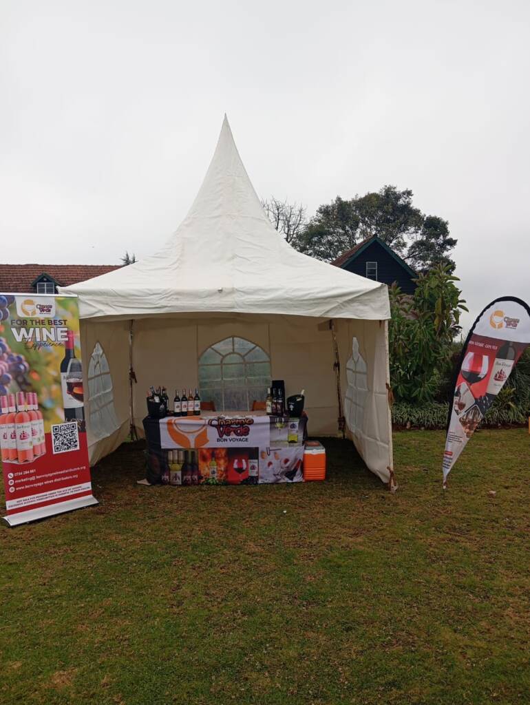 Bonvoyage event tent set up for a wine tasting